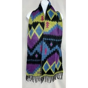 Softer Than Cashmere Scarf Azteca Print Neck Warmer 100% Acrylic 72"x12"